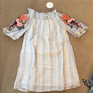 Hayden Blue and Pink Floral Embroidered Mini Dress